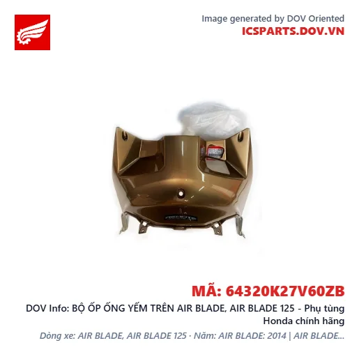 BỘ ỐP ỐNG YẾM TRÊN AIR BLADE, AIR BLADE 125 - Phụ tùng Honda chính hãng
