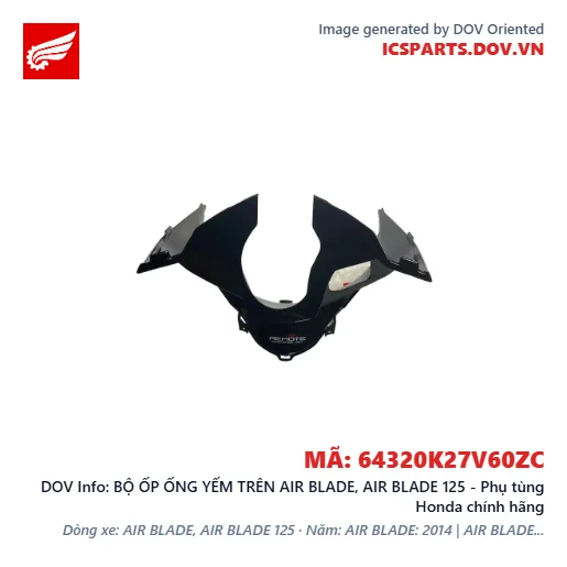BỘ ỐP ỐNG YẾM TRÊN AIR BLADE, AIR BLADE 125 - Phụ tùng Honda chính hãng