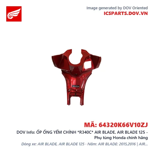 ỐP ỐNG YẾM CHÍNH *R340C* AIR BLADE, AIR BLADE 125 - Phụ tùng Honda chính hãng