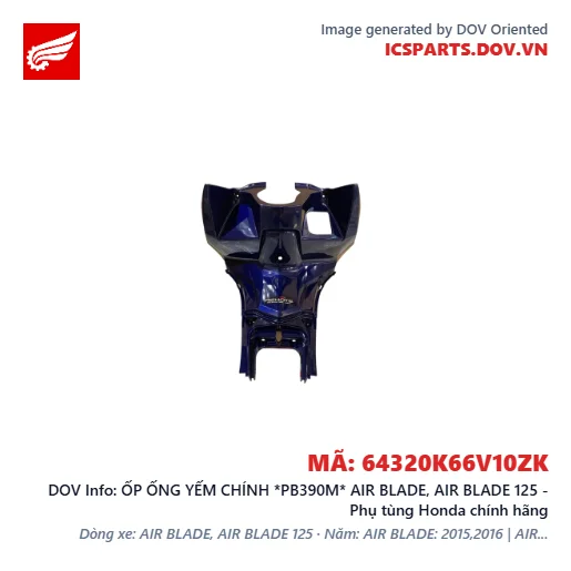 ỐP ỐNG YẾM CHÍNH *PB390M* AIR BLADE, AIR BLADE 125 - Phụ tùng Honda chính hãng