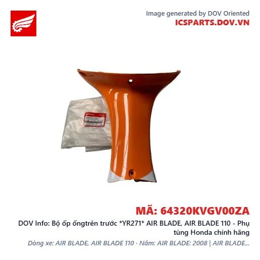 Bộ ốp ốngtrên trước *YR271* AIR BLADE, AIR BLADE 110 - Phụ tùng Honda chính hãng