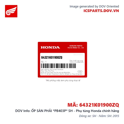 ỐP SÀN PHẢI *PB403P* SH - Phụ tùng Honda chính hãng