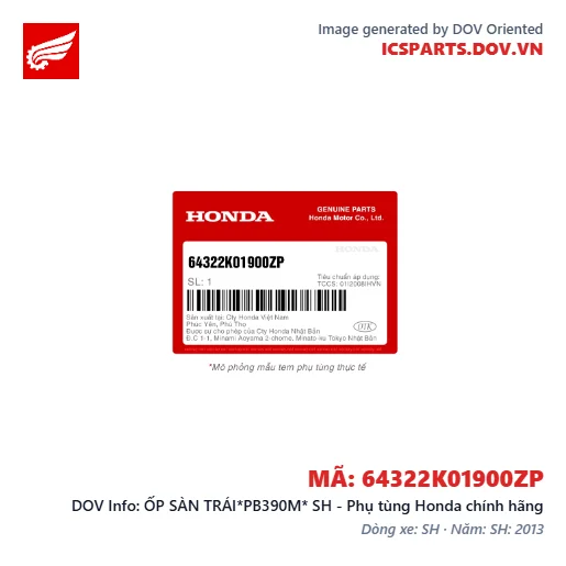 ỐP SÀN TRÁI*PB390M* SH - Phụ tùng Honda chính hãng