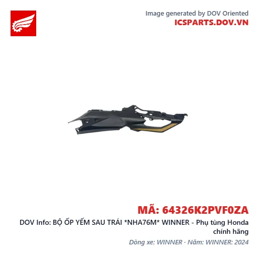 BỘ ỐP YẾM SAU TRÁI *NHA76M* WINNER - Phụ tùng Honda chính hãng