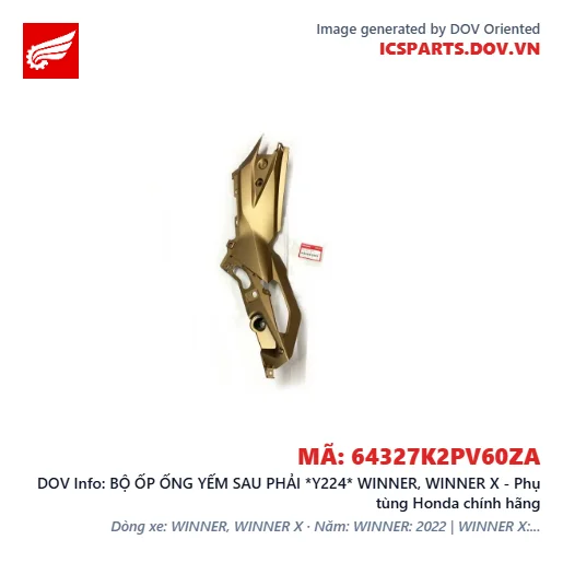 BỘ ỐP ỐNG YẾM SAU PHẢI *Y224* WINNER, WINNER X - Phụ tùng Honda chính hãng