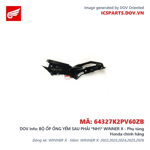 BỘ ỐP ỐNG YẾM SAU PHẢI *NH1* WINNER X - Phụ tùng Honda chính hãng