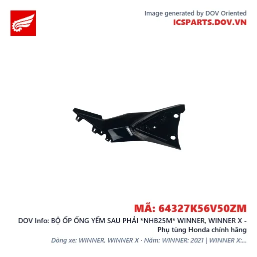BỘ ỐP ỐNG YẾM SAU PHẢI *NHB25M* WINNER, WINNER X - Phụ tùng Honda chính hãng