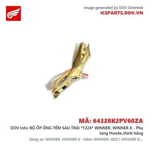 BỘ ỐP ỐNG YẾM SAU TRÁI *Y224* WINNER, WINNER X - Phụ tùng Honda chính hãng