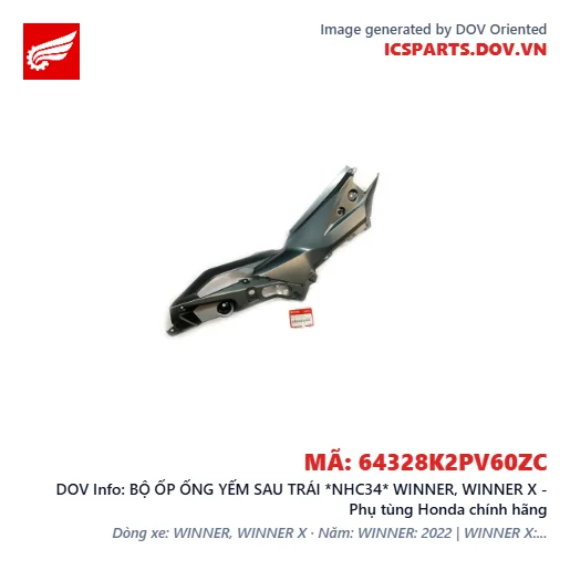 BỘ ỐP ỐNG YẾM SAU TRÁI *NHC34* WINNER, WINNER X - Phụ tùng Honda chính hãng
