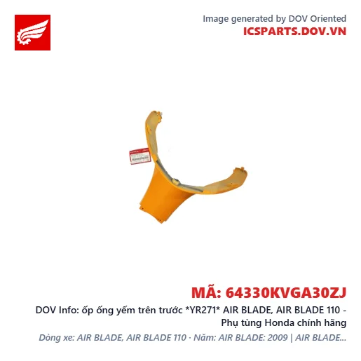 ốp ống yếm trên trước *YR271* AIR BLADE, AIR BLADE 110 - Phụ tùng Honda chính hãng