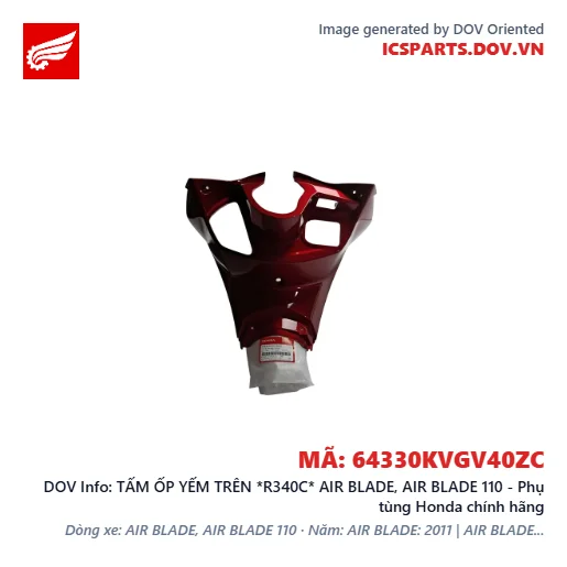 TẤM ỐP YẾM TRÊN *R340C* AIR BLADE, AIR BLADE 110 - Phụ tùng Honda chính hãng