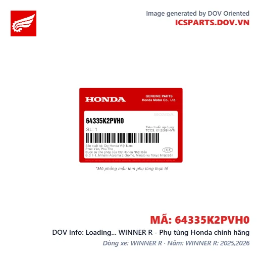 Loading... WINNER R - Phụ tùng Honda chính hãng
