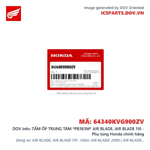 TẤM ỐP TRUNG TÂM *PB383M* AIR BLADE, AIR BLADE 110 - Phụ tùng Honda chính hãng