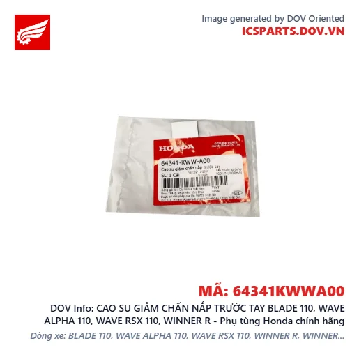CAO SU GIẢM CHẤN NẮP TRƯỚC TAY BLADE 110, WAVE ALPHA 110, WAVE RSX 110, WINNER R - Phụ tùng Honda chính hãng