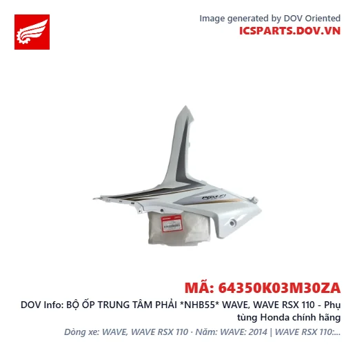 BỘ ỐP TRUNG TÂM PHẢI *NHB55* WAVE, WAVE RSX 110 - Phụ tùng Honda chính hãng