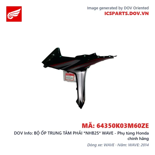 BỘ ỐP TRUNG TÂM PHẢI *NHB25* WAVE - Phụ tùng Honda chính hãng