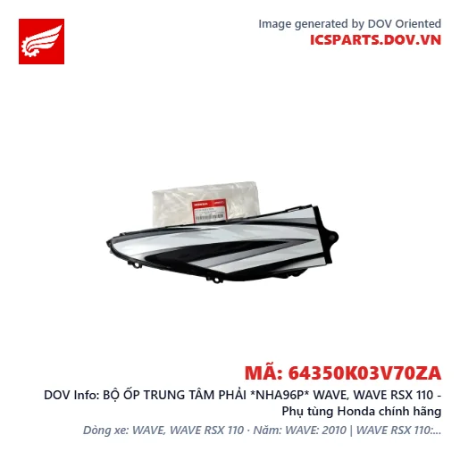 BỘ ỐP TRUNG TÂM PHẢI *NHA96P* WAVE, WAVE RSX 110 - Phụ tùng Honda chính hãng