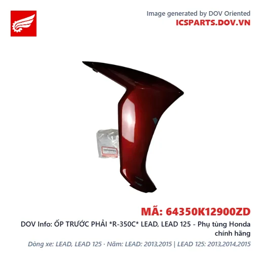ỐP TRƯỚC PHẢI *R-350C* LEAD, LEAD 125 - Phụ tùng Honda chính hãng