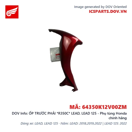 ỐP TRƯỚC PHẢI *R350C* LEAD, LEAD 125 - Phụ tùng Honda chính hãng