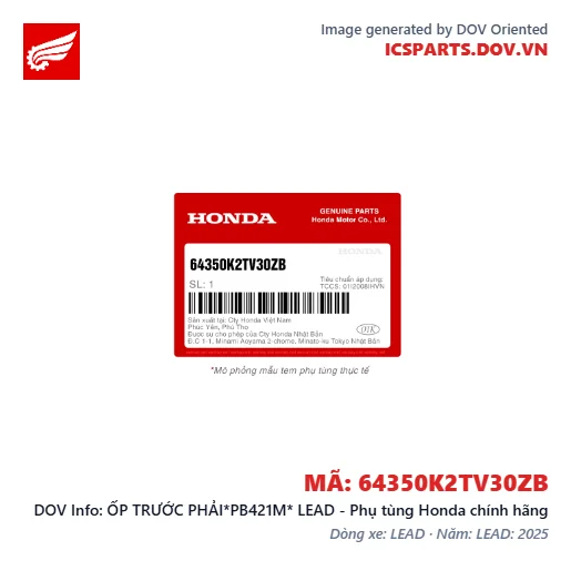 ỐP TRƯỚC PHẢI*PB421M* LEAD - Phụ tùng Honda chính hãng