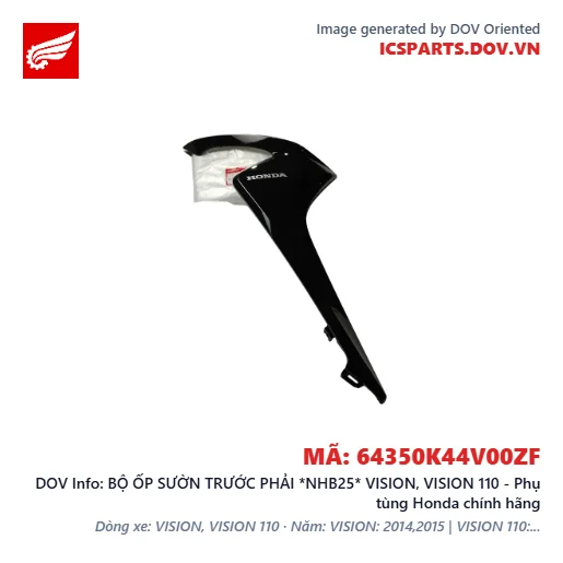 BỘ ỐP SƯỜN TRƯỚC PHẢI *NHB25* VISION, VISION 110 - Phụ tùng Honda chính hãng