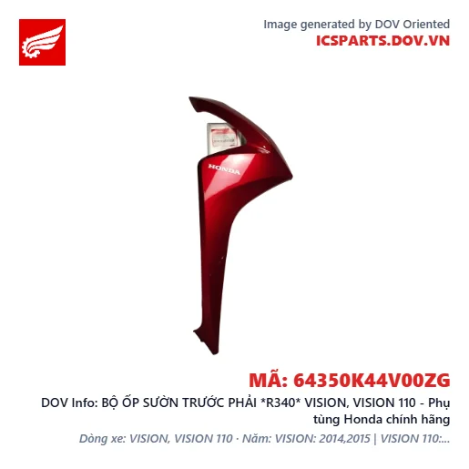 BỘ ỐP SƯỜN TRƯỚC PHẢI *R340* VISION, VISION 110 - Phụ tùng Honda chính hãng