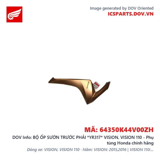 BỘ ỐP SƯỜN TRƯỚC PHẢI *YR317* VISION, VISION 110 - Phụ tùng Honda chính hãng