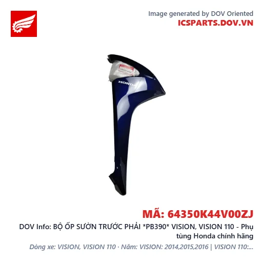 BỘ ỐP SƯỜN TRƯỚC PHẢI *PB390* VISION, VISION 110 - Phụ tùng Honda chính hãng