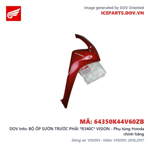BỘ ỐP SƯỜN TRƯỚC PHẢI *R340C* VISION - Phụ tùng Honda chính hãng