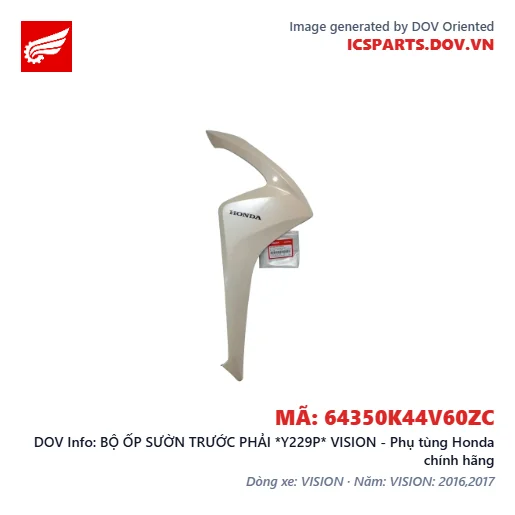 BỘ ỐP SƯỜN TRƯỚC PHẢI *Y229P* VISION - Phụ tùng Honda chính hãng