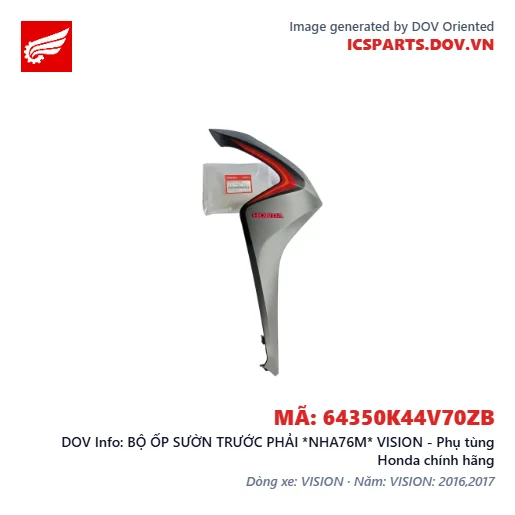 BỘ ỐP SƯỜN TRƯỚC PHẢI *NHA76M* VISION - Phụ tùng Honda chính hãng