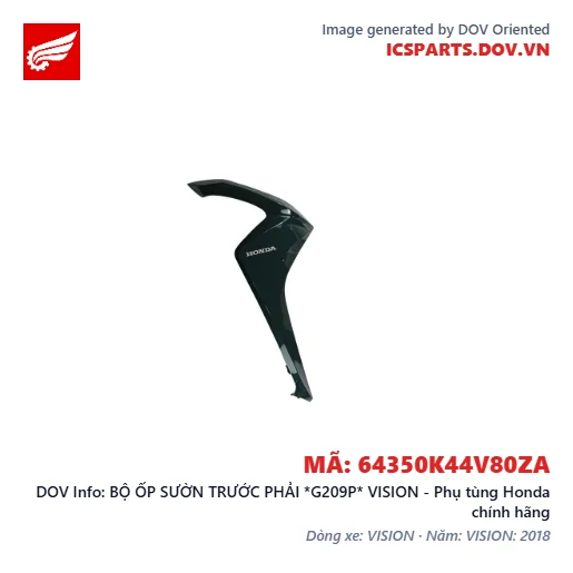 BỘ ỐP SƯỜN TRƯỚC PHẢI *G209P* VISION - Phụ tùng Honda chính hãng