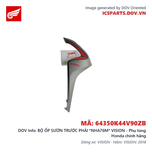 BỘ ỐP SƯỜN TRƯỚC PHẢI *NHA76M* VISION - Phụ tùng Honda chính hãng