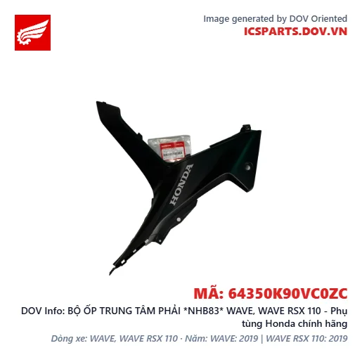 BỘ ỐP TRUNG TÂM PHẢI *NHB83* WAVE, WAVE RSX 110 - Phụ tùng Honda chính hãng