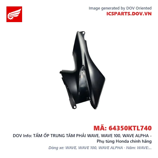 TẤM ỐP TRUNG TÂM PHẢI WAVE, WAVE 100, WAVE ALPHA - Phụ tùng Honda chính hãng