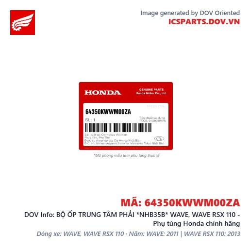 BỘ ỐP TRUNG TÂM PHẢI *NHB35B* WAVE, WAVE RSX 110 - Phụ tùng Honda chính hãng
