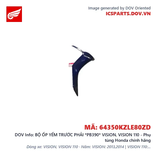 BỘ ỐP YẾM TRƯỚC PHẢI *PB390* VISION, VISION 110 - Phụ tùng Honda chính hãng