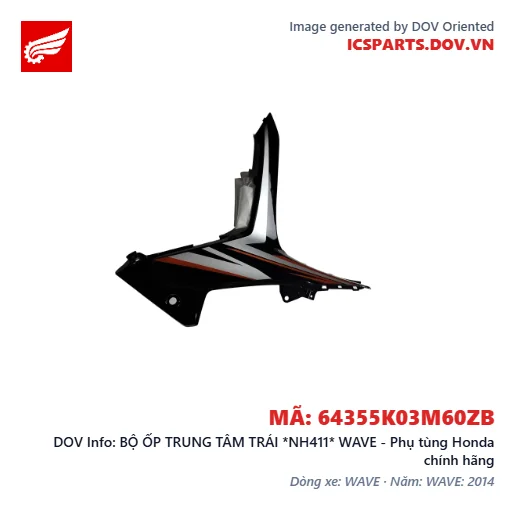 BỘ ỐP TRUNG TÂM TRÁI *NH411* WAVE - Phụ tùng Honda chính hãng