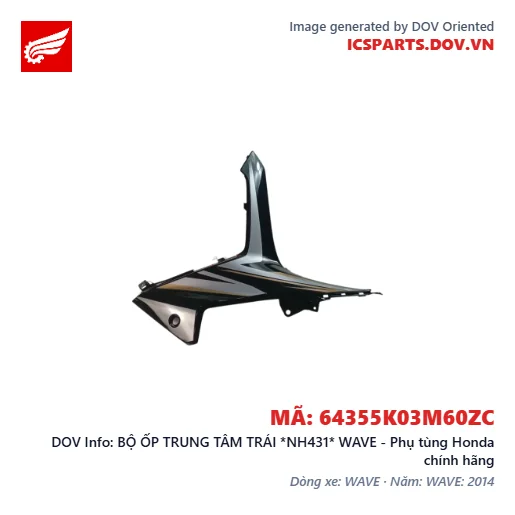 BỘ ỐP TRUNG TÂM TRÁI *NH431* WAVE - Phụ tùng Honda chính hãng