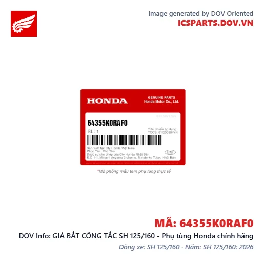 GIÁ BẮT CÔNG TẮC SH 125/160 - Phụ tùng Honda chính hãng