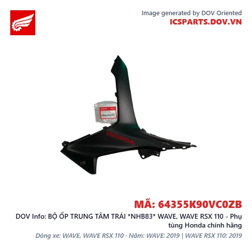 BỘ ỐP TRUNG TÂM TRÁI *NHB83* WAVE, WAVE RSX 110 - Phụ tùng Honda chính hãng