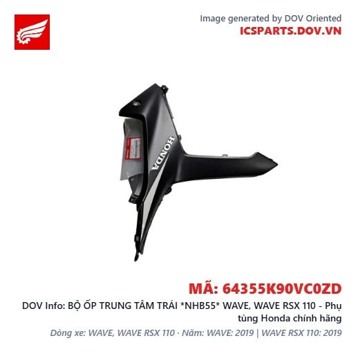 BỘ ỐP TRUNG TÂM TRÁI *NHB55* WAVE, WAVE RSX 110 - Phụ tùng Honda chính hãng