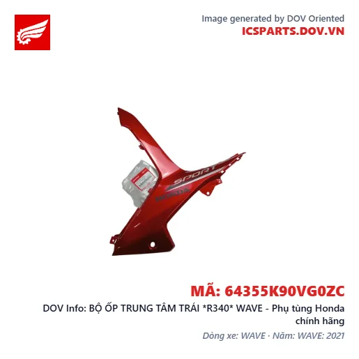 BỘ ỐP TRUNG TÂM TRÁI *R340* WAVE - Phụ tùng Honda chính hãng