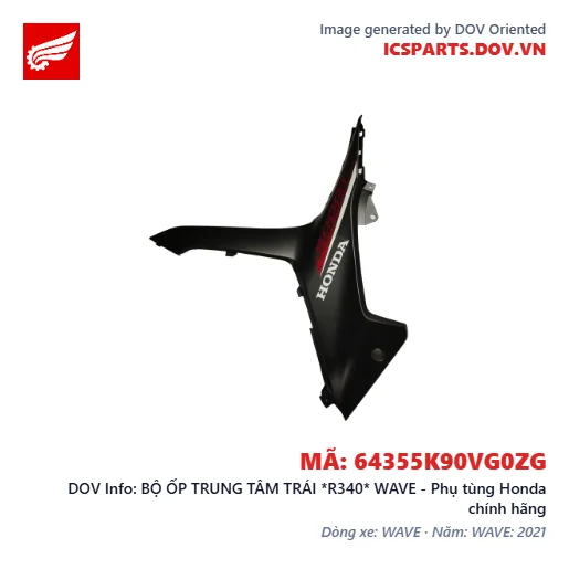 BỘ ỐP TRUNG TÂM TRÁI *R340* WAVE - Phụ tùng Honda chính hãng