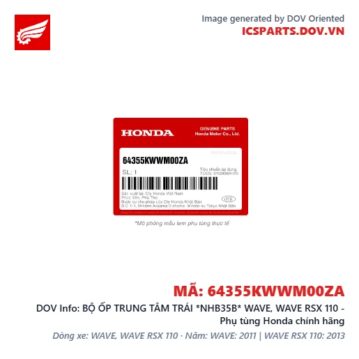 BỘ ỐP TRUNG TÂM TRÁI *NHB35B* WAVE, WAVE RSX 110 - Phụ tùng Honda chính hãng