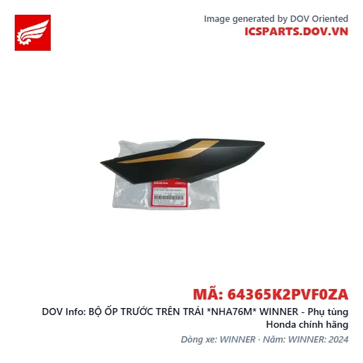 BỘ ỐP TRƯỚC TRÊN TRÁI *NHA76M* WINNER - Phụ tùng Honda chính hãng