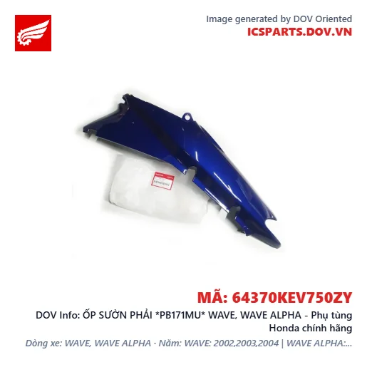 ỐP SƯỜN PHẢI *PB171MU* WAVE, WAVE ALPHA - Phụ tùng Honda chính hãng