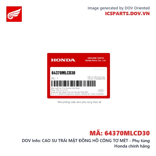 CAO SU TRÁI MẶT ĐỒNG HỒ CÔNG TƠ MÉT - Phụ tùng Honda chính hãng