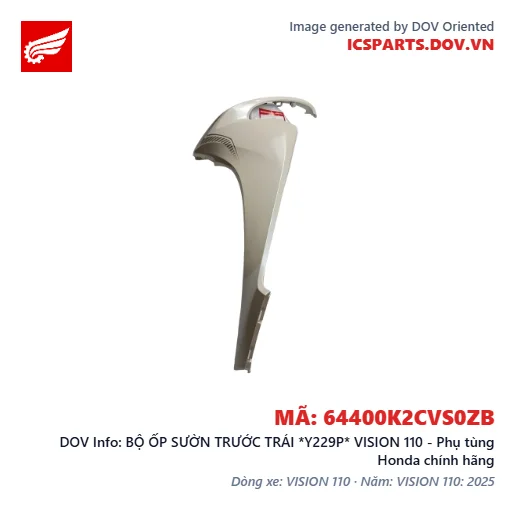 BỘ ỐP SƯỜN TRƯỚC TRÁI *Y229P* VISION 110 - Phụ tùng Honda chính hãng