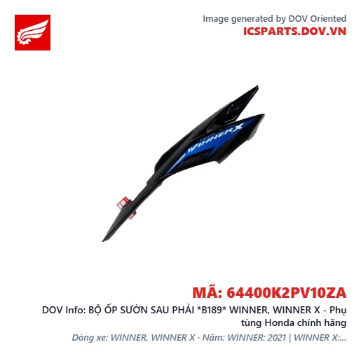 BỘ ỐP SƯỜN SAU PHẢI *B189* WINNER, WINNER X - Phụ tùng Honda chính hãng